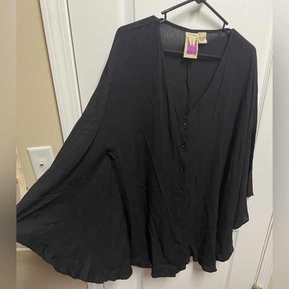 Original Anthony Large Black Poncho Shirt Nwot Sleeves Boho - Picture 4 of 11